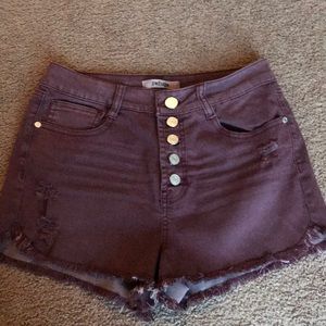 Refuge maroon button shorts!